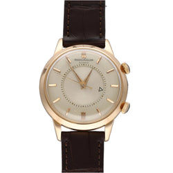 Montre JAEGER-LECOULTRE "Memovox" en or rose et cuir