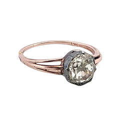 Bague Solitaire en or rose, argent et diamant