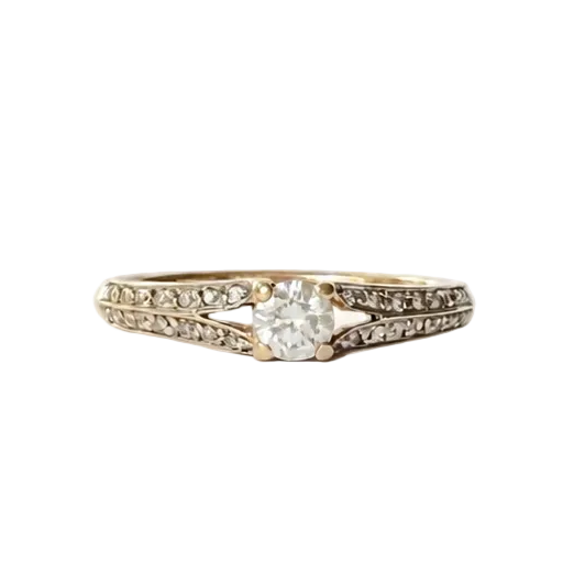 Bague Solitaire en or jaune et diamants