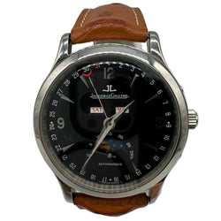 Montre JAEGER-LECOULTRE "Master Control" en acier et cuir