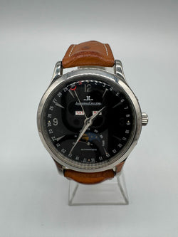 Montre JAEGER-LECOULTRE "Master Control" en acier et cuir