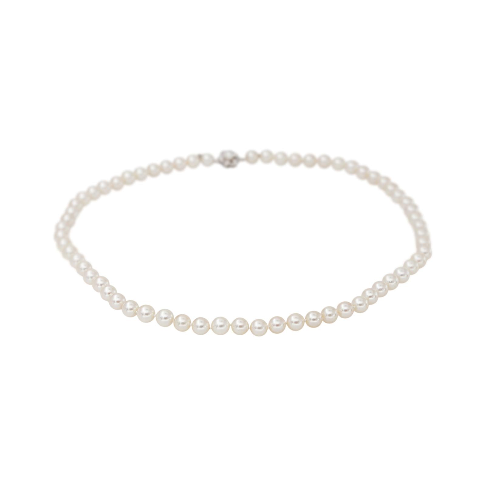 Collier  Or blanc  Perle