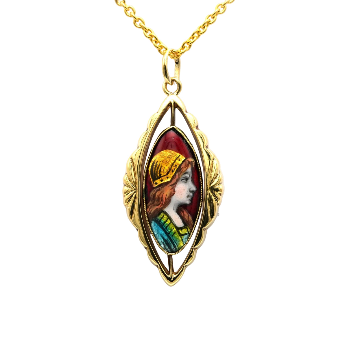 Pendentif en or jaune et émail