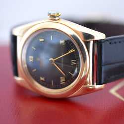 Montre ROLEX "Oyster Perpetual Bubbleback Ovetto" en or jaune et cuir