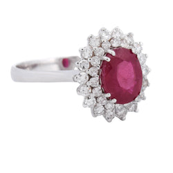 Bague Entourage en or blanc, rubis et diamants