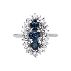 Bague Marquise Or blanc Saphir