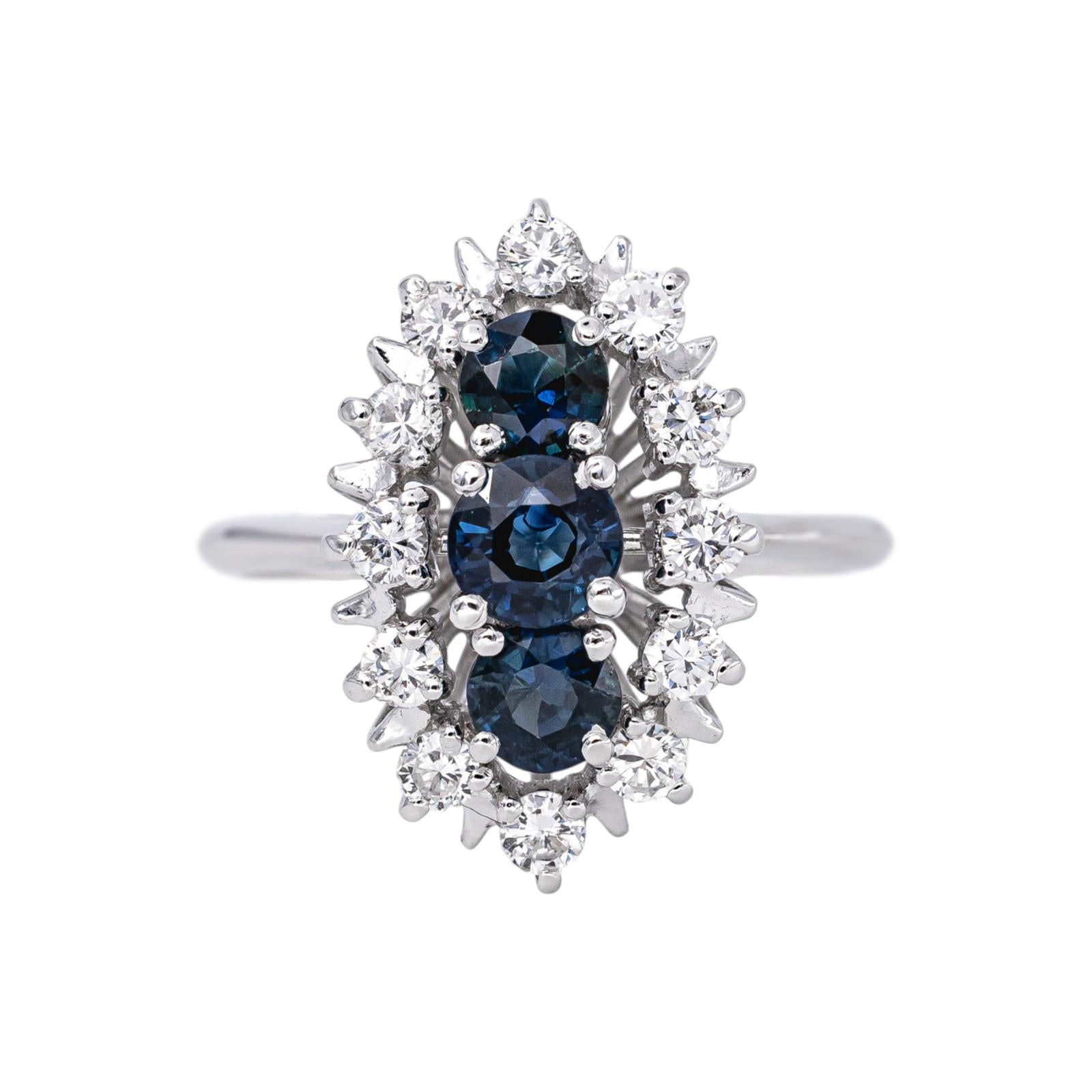 Bague Marquise Or blanc Saphir