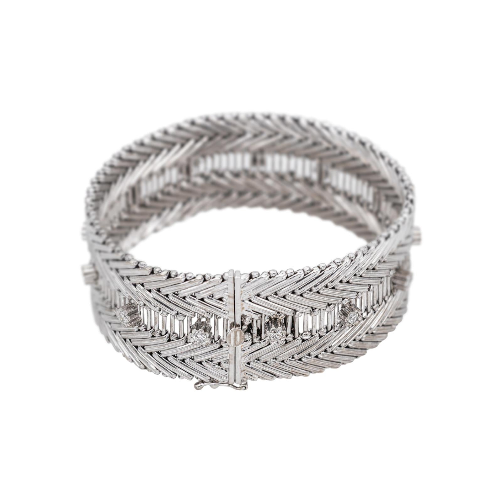 Bracelet Manchette Or blanc Diamant