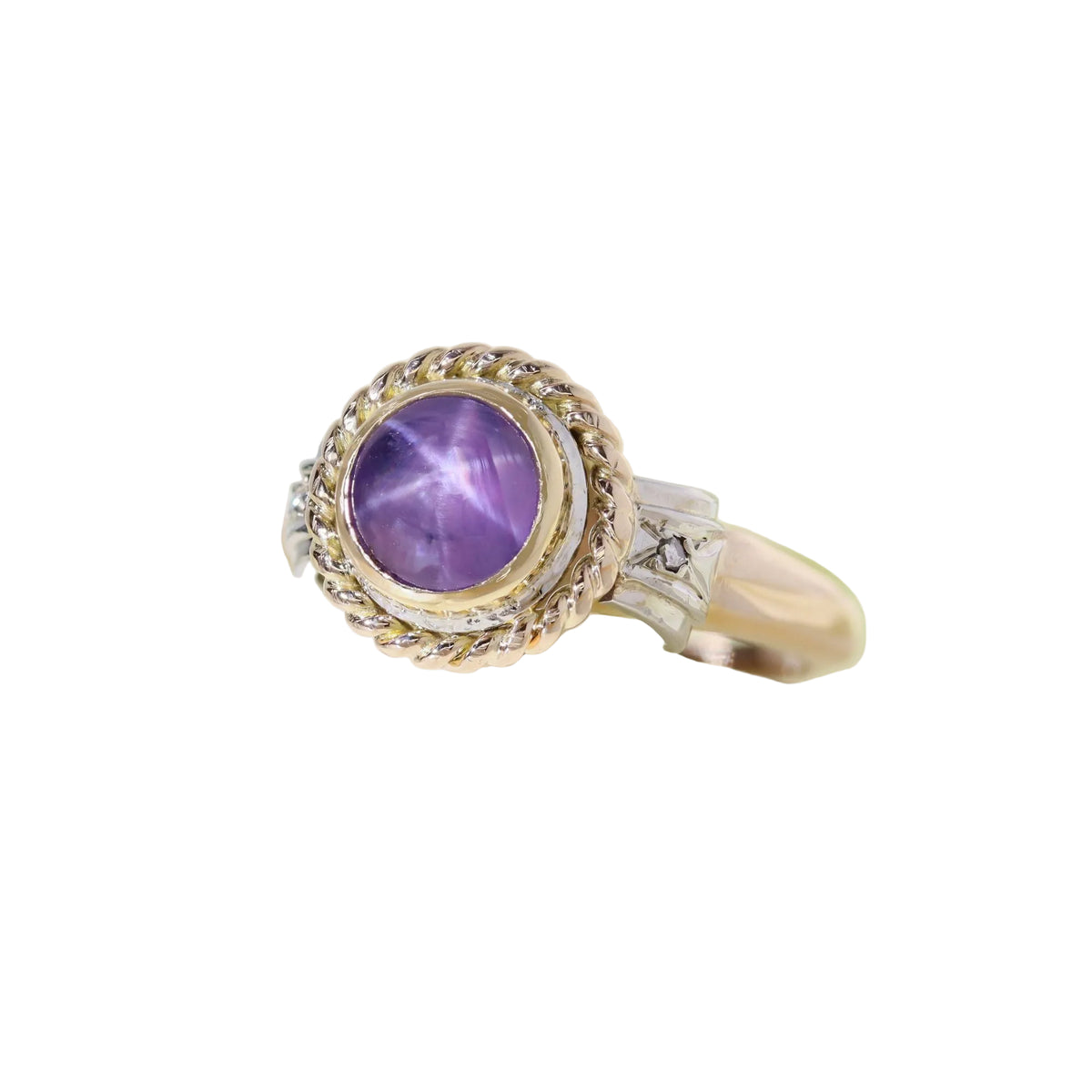 Bague en or rose, saphiret diamants
