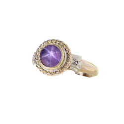 Bague en or rose, saphiret diamants