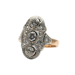 Bague Trilogie en or blanc, or jaune et diamants