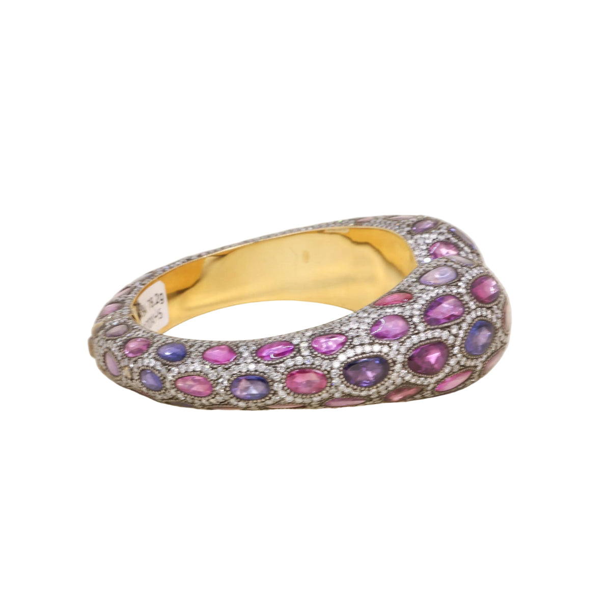 Bracelet Jonc ANDRÉ MARCHA en or jaune, argent, saphirs et diamants