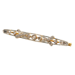 Broche Barrette en or blanc, or jaune et diamants