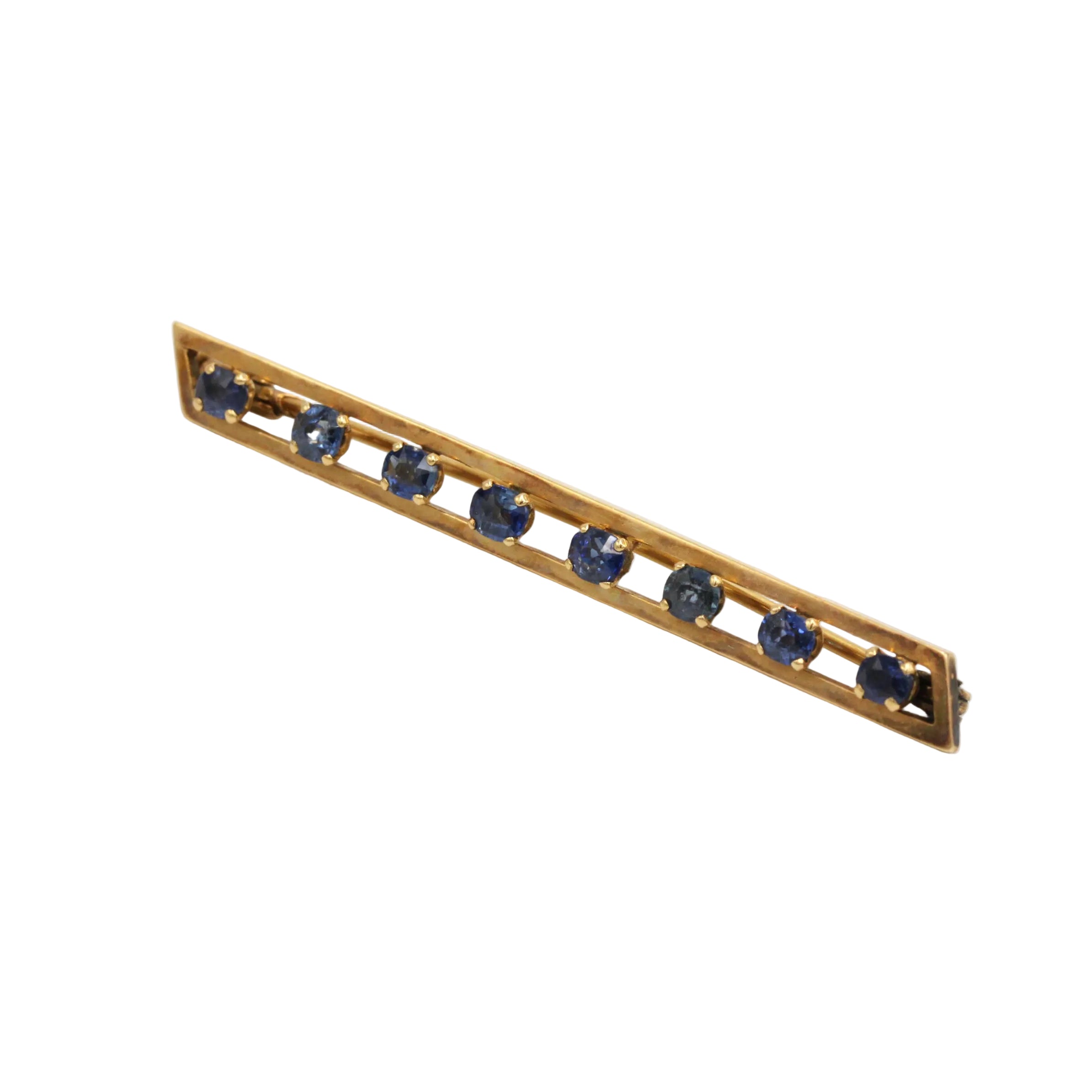 Broche Barrette en or jaune et saphirs