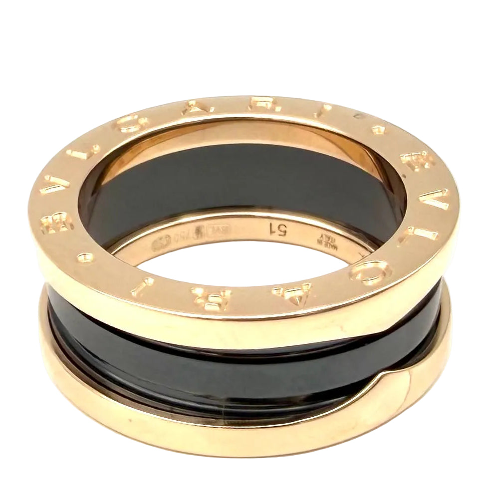 Bague Bandeau BULGARI "B.Zéro1" en or rose et céramique