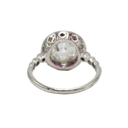 Bague Entourage en platine, rubis et diamants