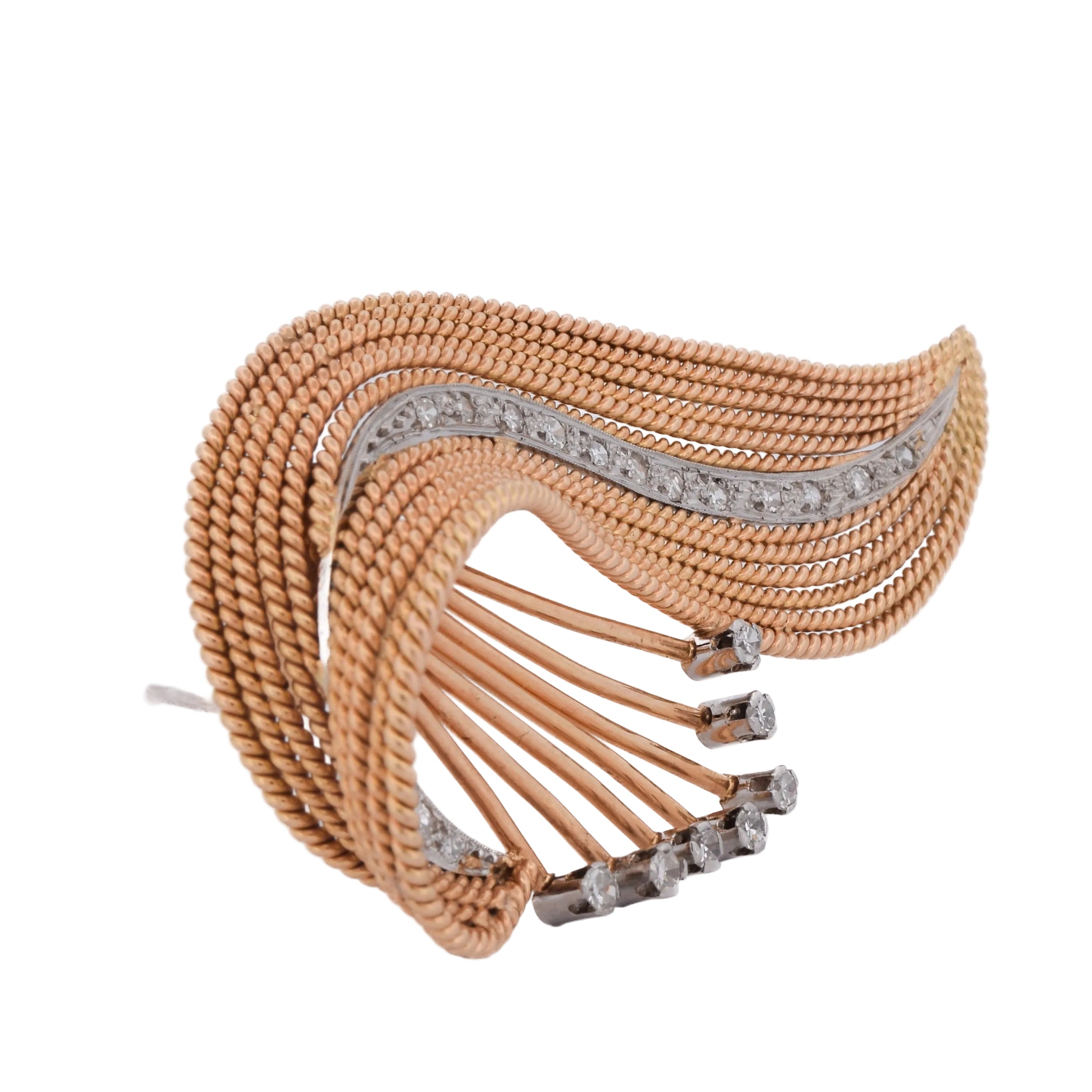 Broce Clip en or jaune et diamants