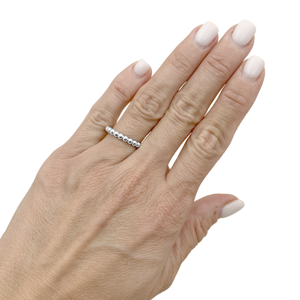 Bague Alliance VAN CLEEF & ARPELS "Perlée" MM en or blanc