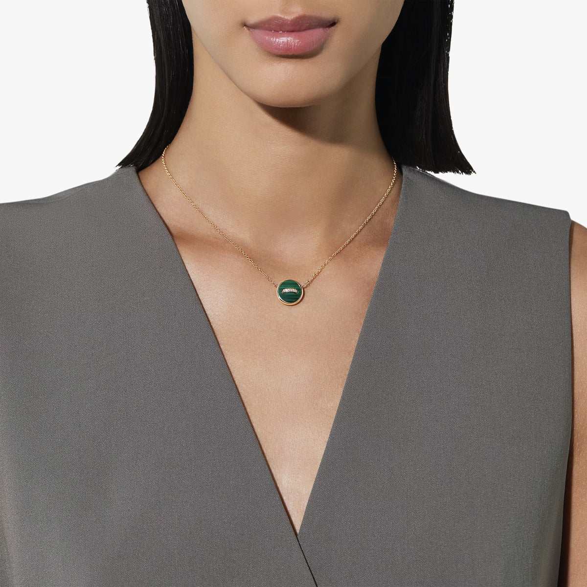 Collier Pendentif POMELLATO Pom Pom Dot en or rose, malachite, nacre et diamants