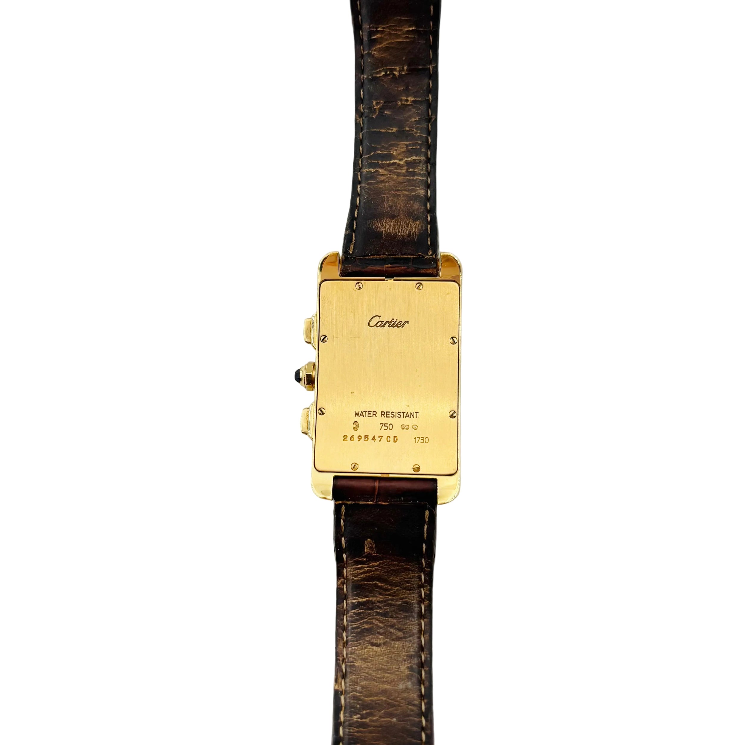 Montre CARTIER "Tank Américaine Chronoflex" en or jaune et cuir
