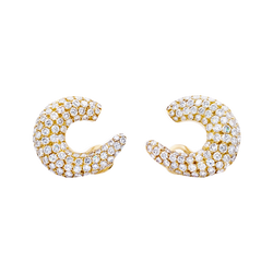 Boucles d'oreilles créoles en or jaune et diamants.