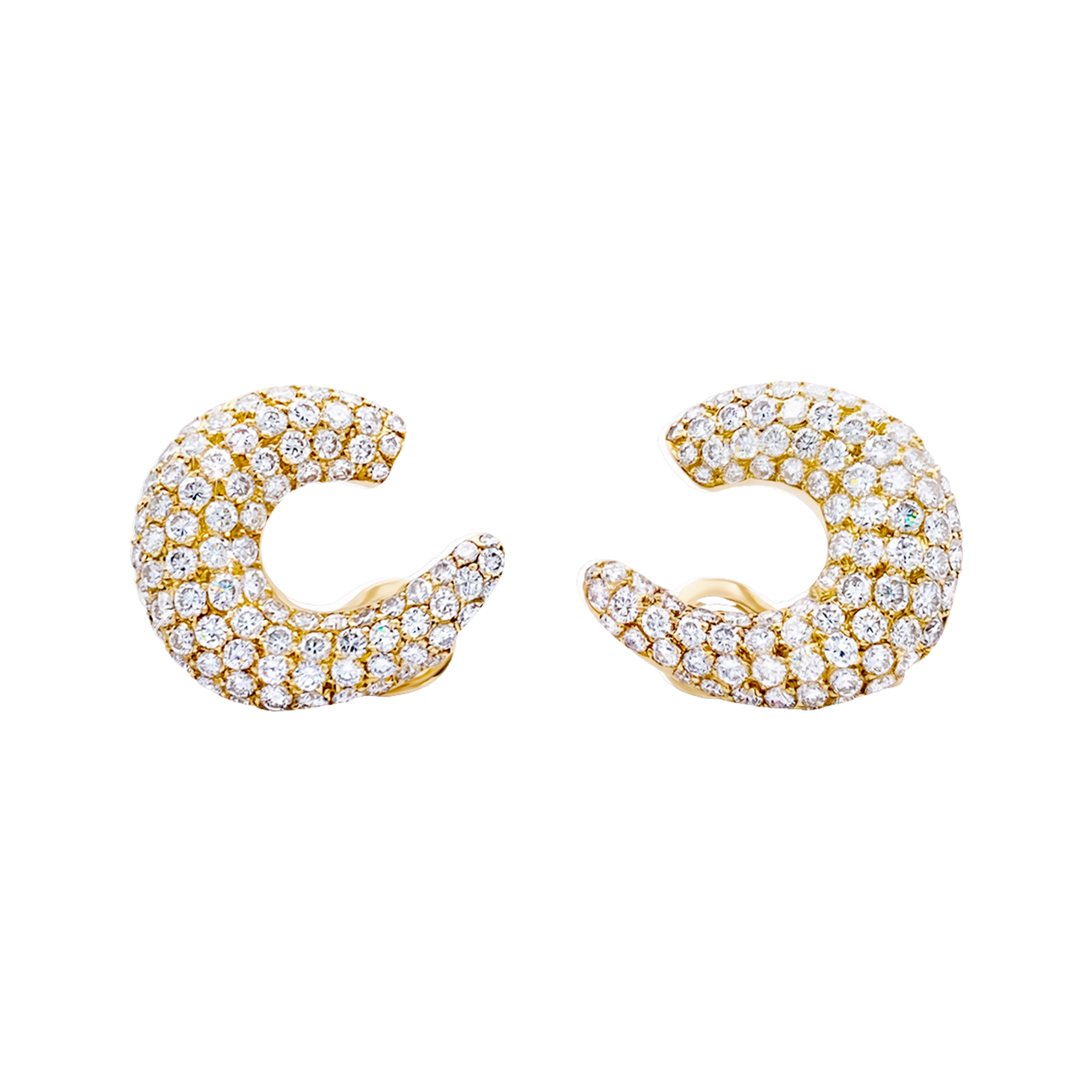 Boucles d'oreilles créoles en or jaune et diamants.