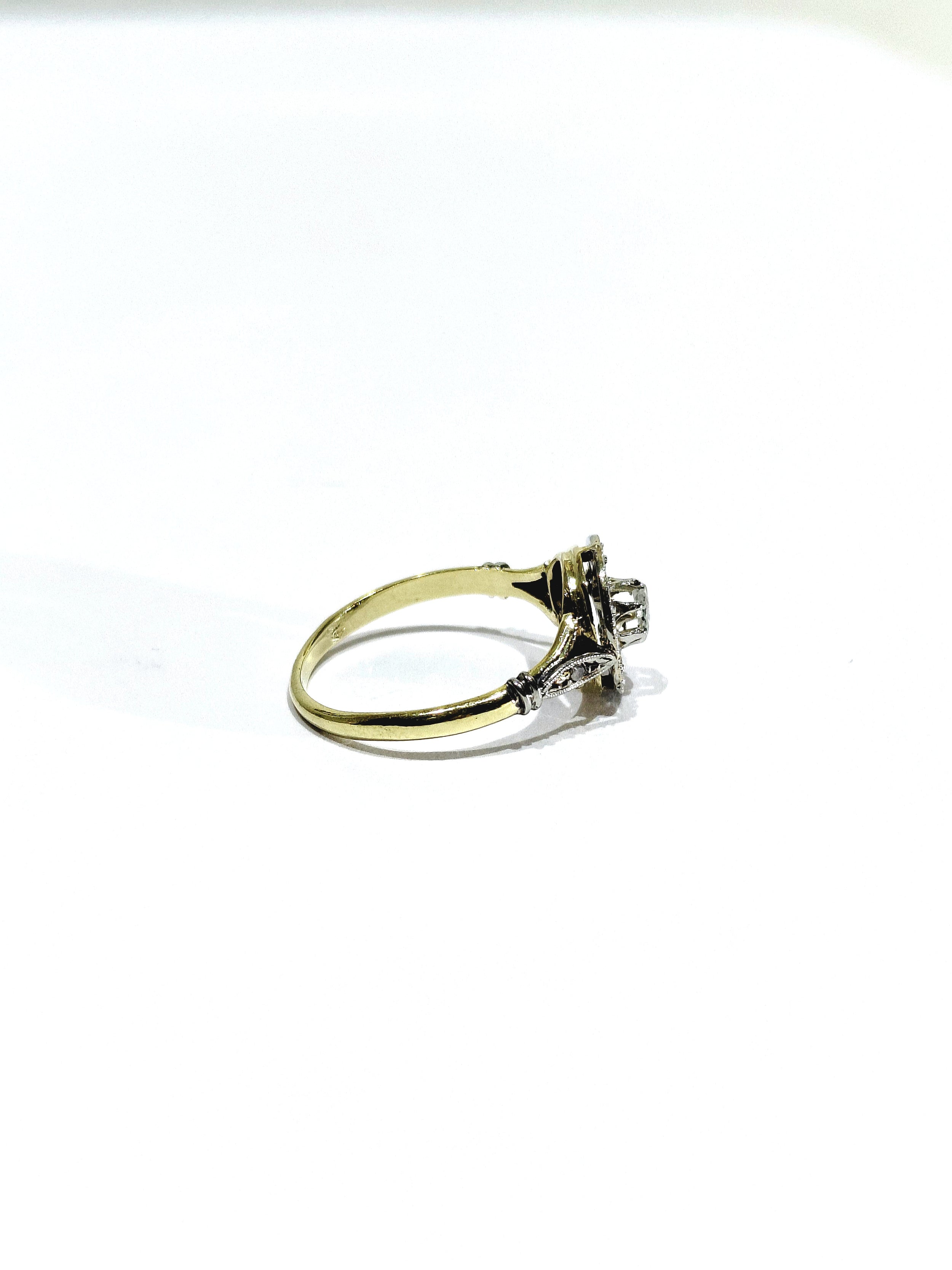 Bague cible en or jaune et diamants