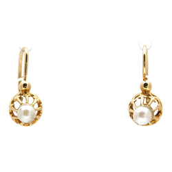 Boucles d'oreilles Dormeuses en or jaune et perles