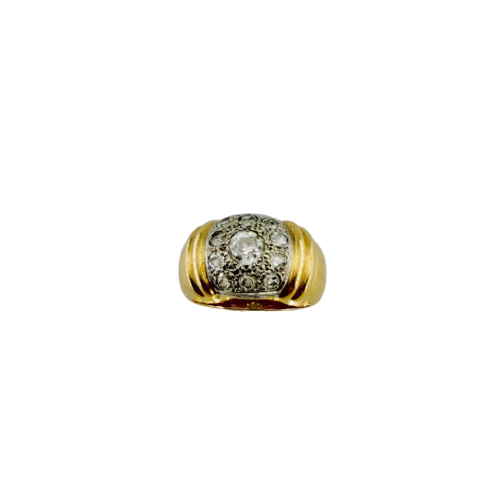Bague Jonc en or blanc, or jaune et diamants