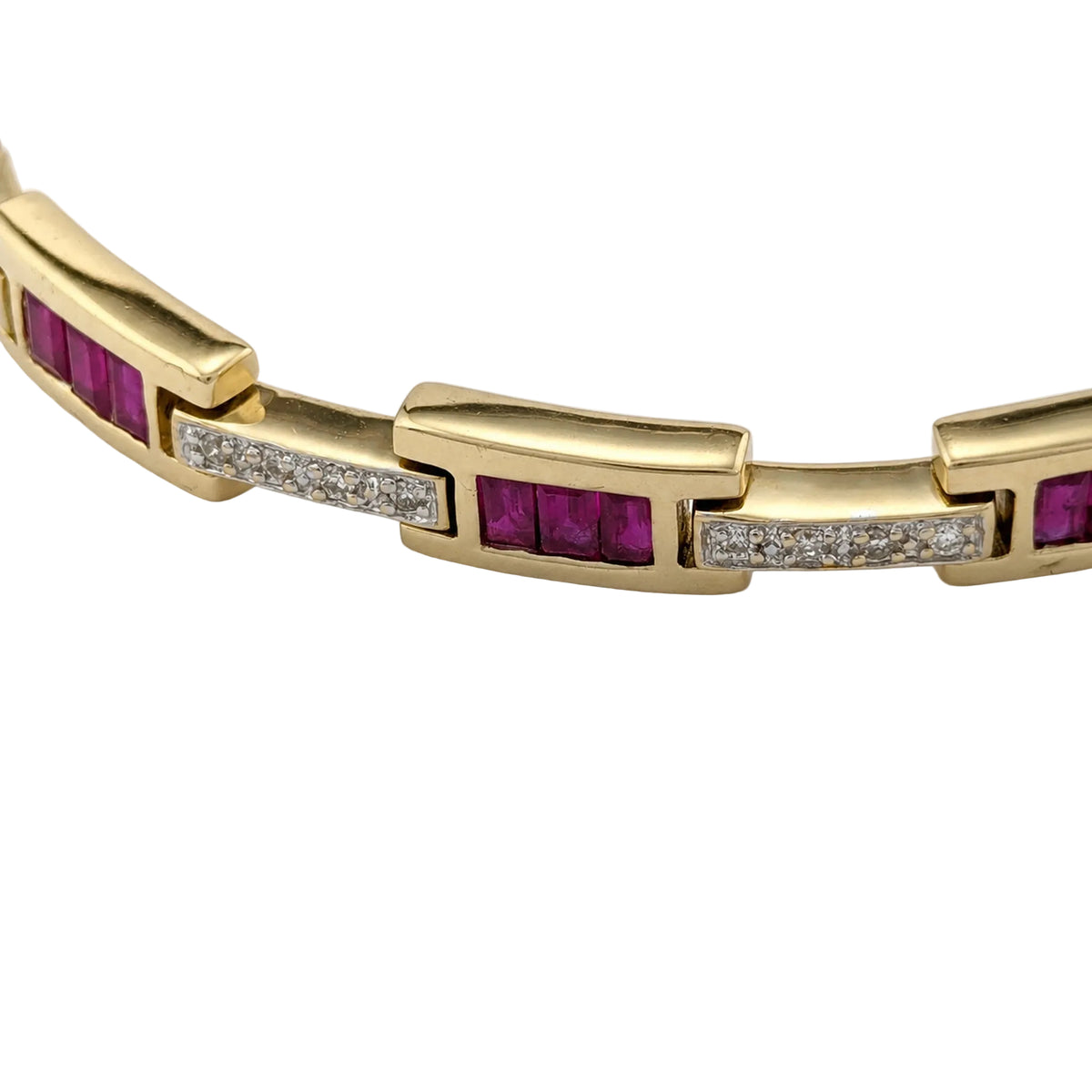 Bracelet Ligne en or jaune, rubis et diamants