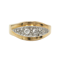 Bague Jarretière en or jaune, platine et diamants