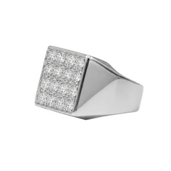 Bague Chevalière en or blanc et diamants