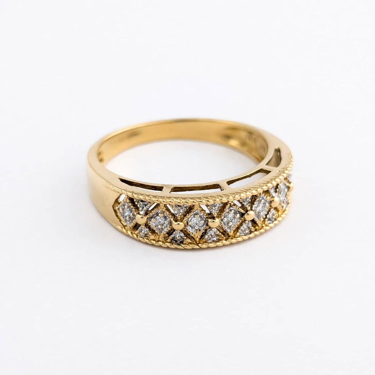 Bague Bandeau en or jaune et diamants