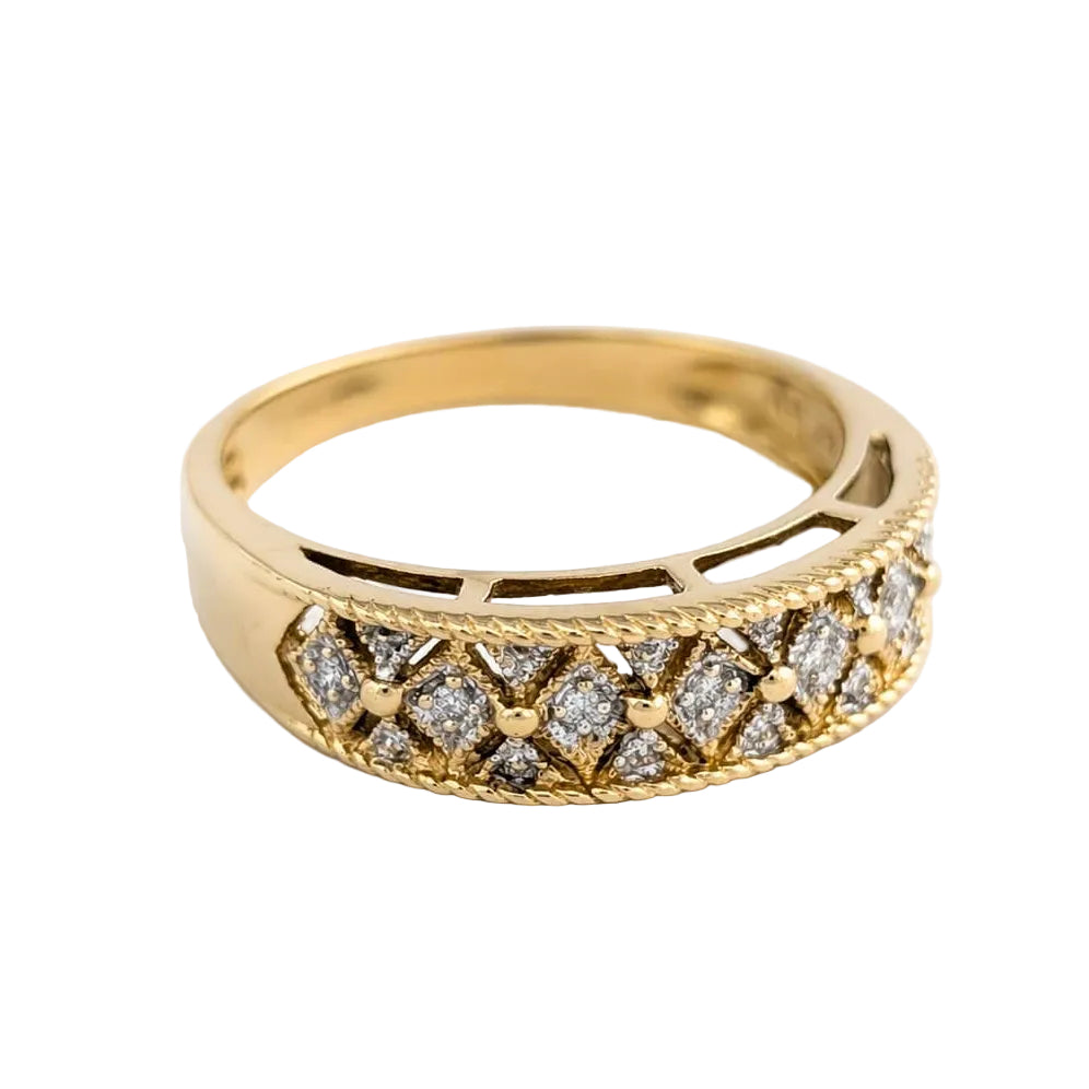 Bague Bandeau en or jaune et diamants