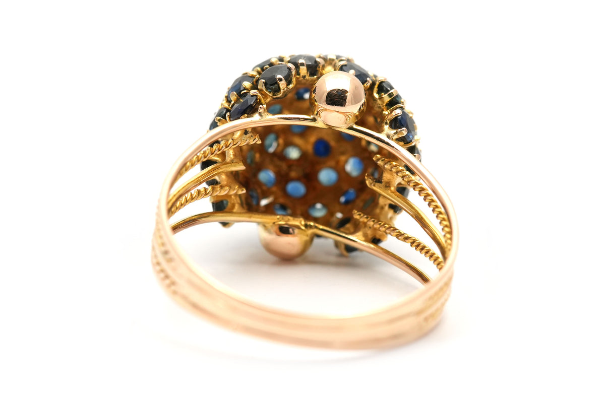 Bague Dôme en or jaune et saphirs