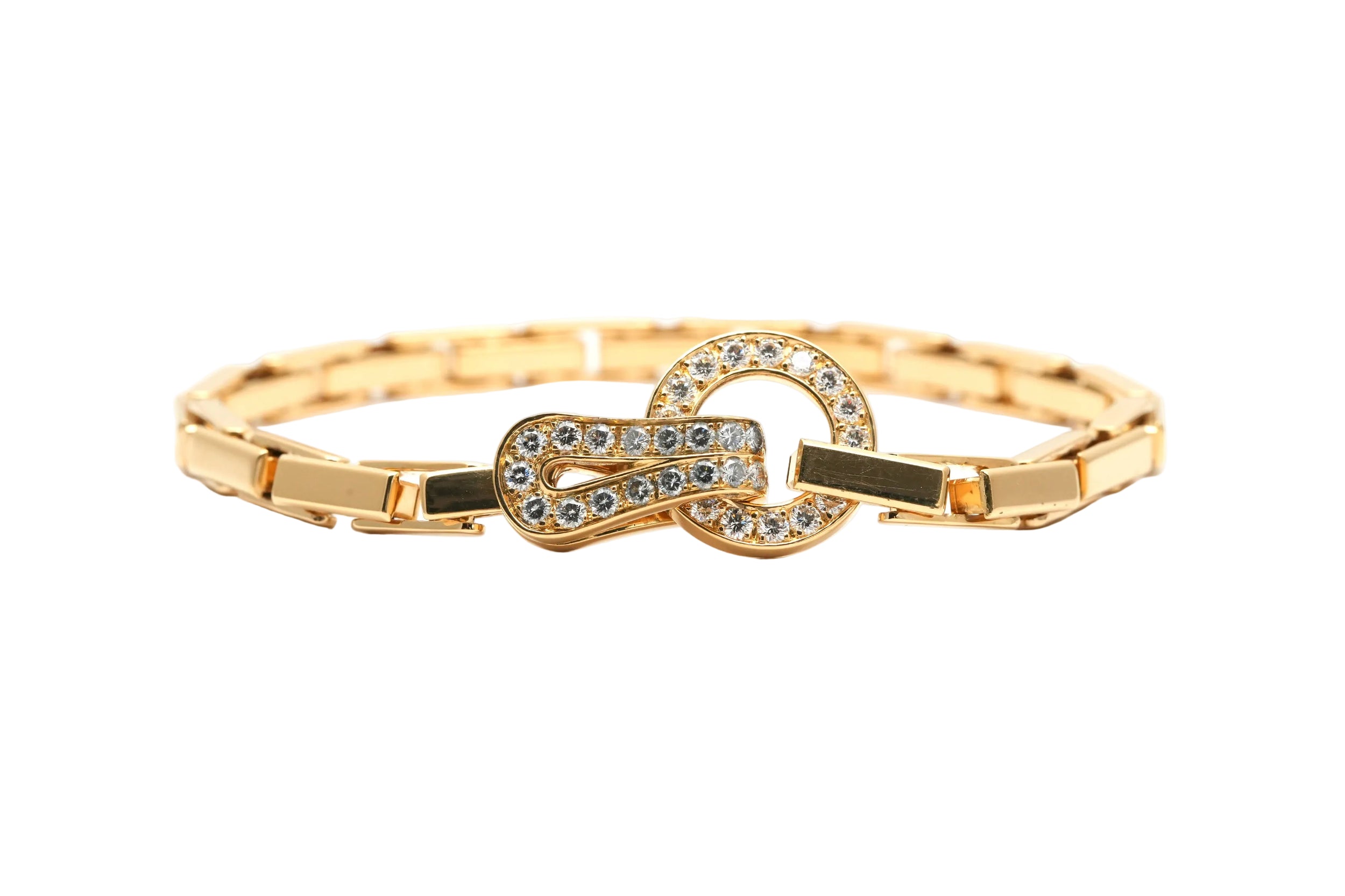 Bracelet Maille CARTIER "Agrafe" en or jaune et diamants