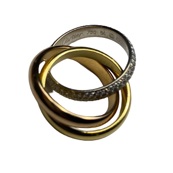 Bague Alliance CARTIER Trinity en or blanc, or jaune, or rose et diamants