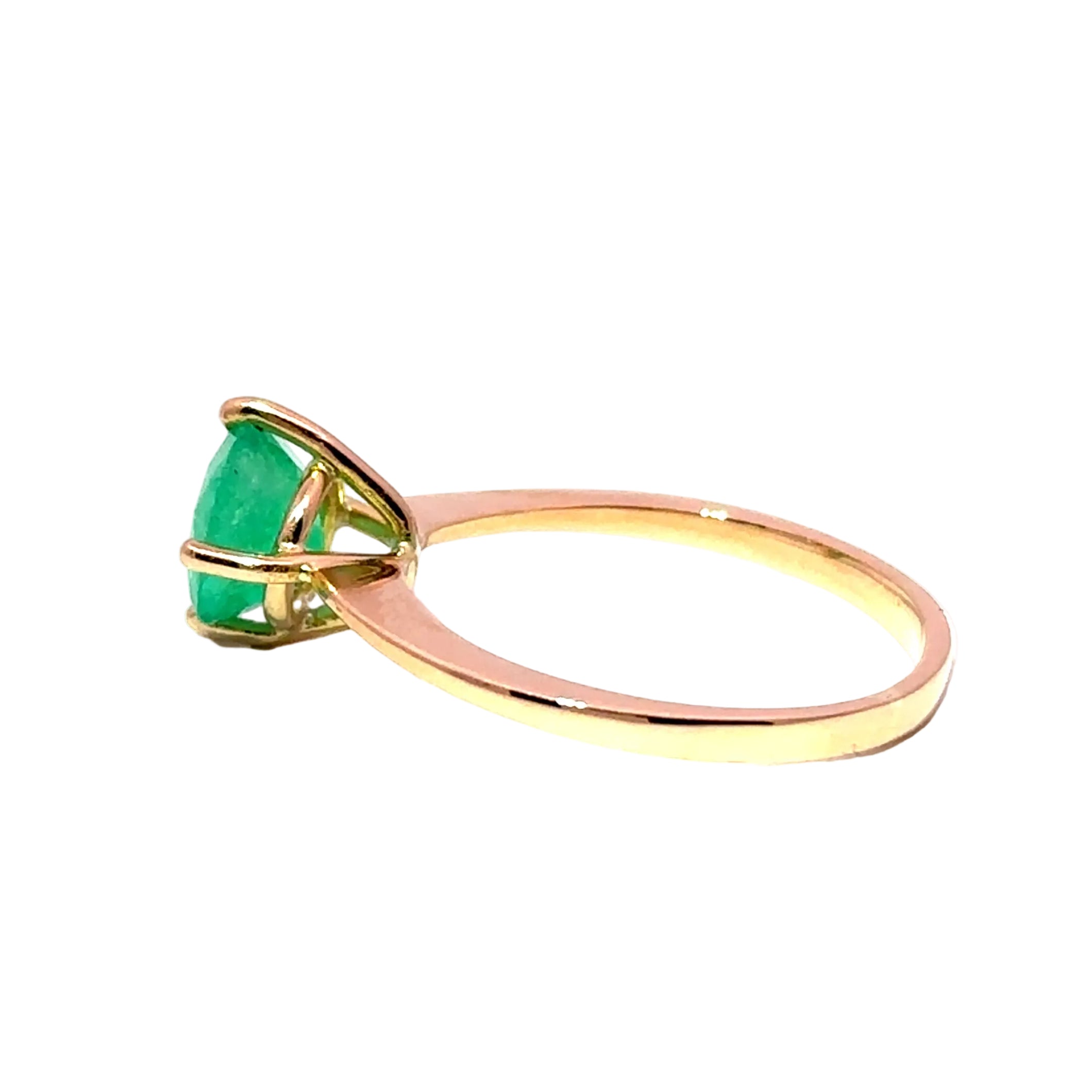 Bague Solitaire en or jaune et émeraude