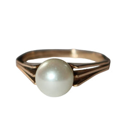 Bague en or jaune et perle de culture