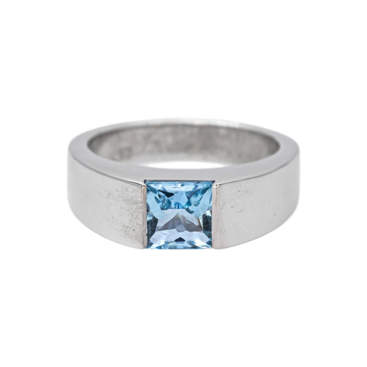 Cartier Bague Tank Or blanc Aigue-marine - Castafiore