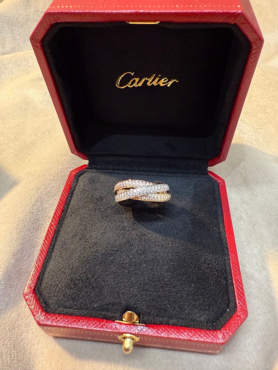 Cartier - Bague Trinity - Petit modèle - Pavée diamants - Castafiore