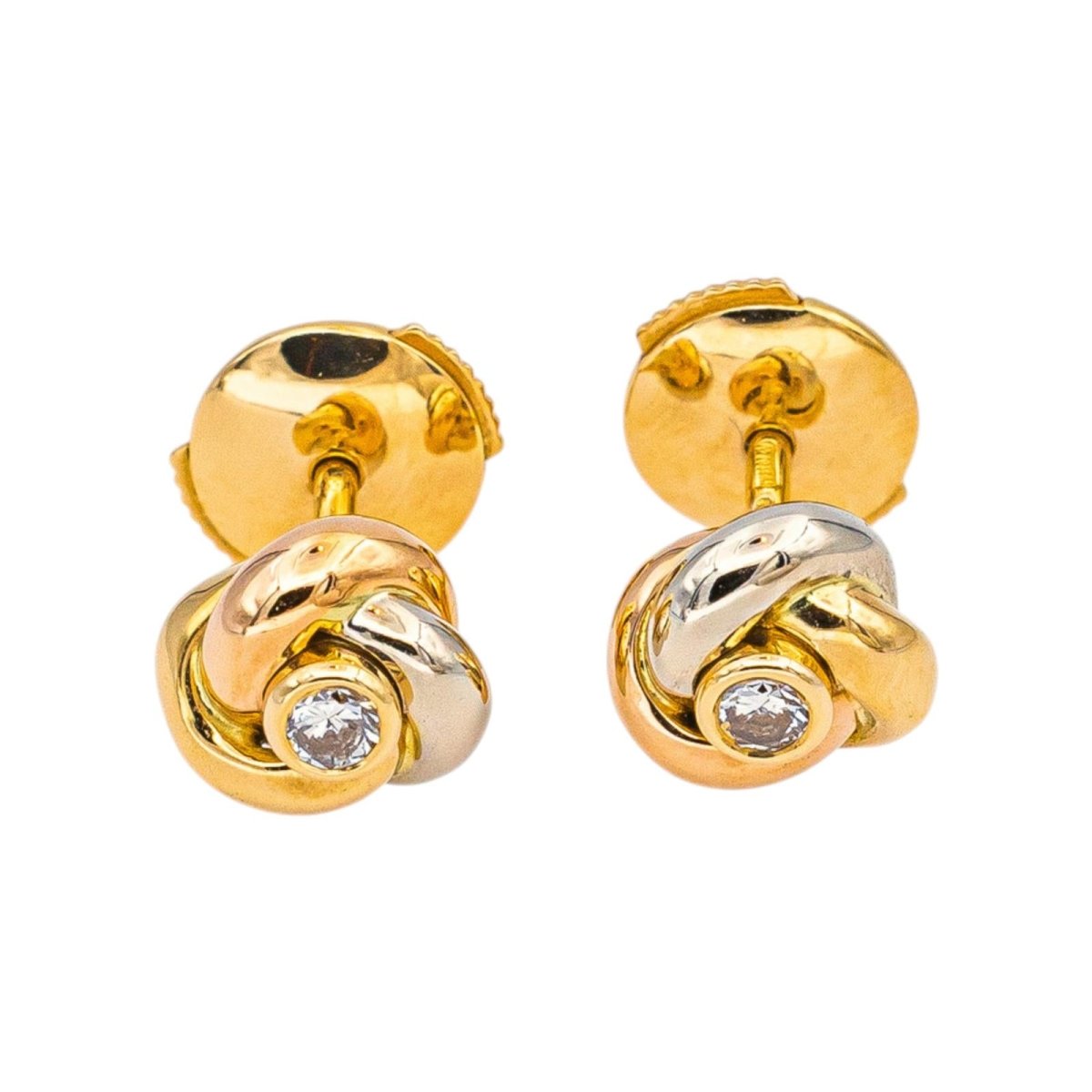 Cartier Boucles d'oreilles Puces Trinity Or rose Diamant - Castafiore