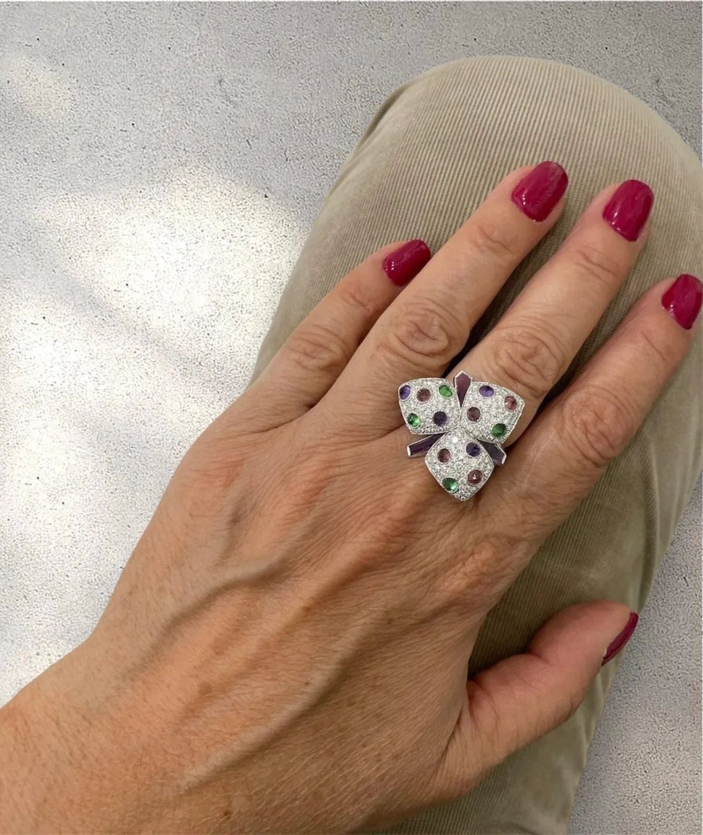 Cartier Diamond and Multi - Gem Caresse d'Orchidées Ring - Castafiore