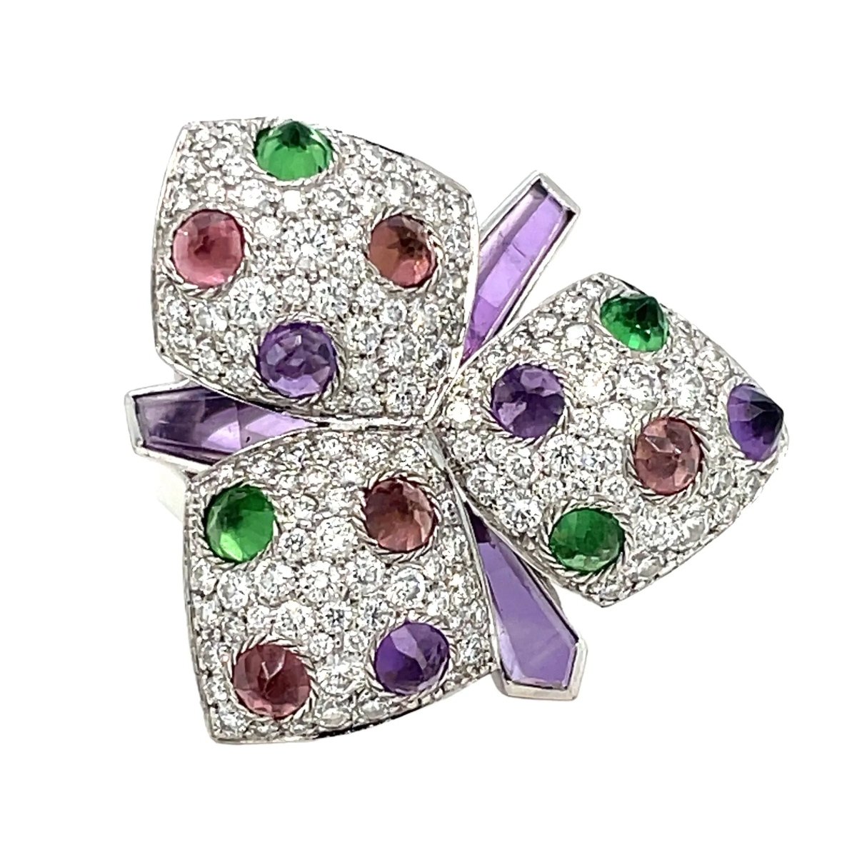 Cartier Diamond and Multi - Gem Caresse d'Orchidées Ring - Castafiore