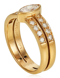 Cartier Marquise Diamond Gold Band Ring - Castafiore