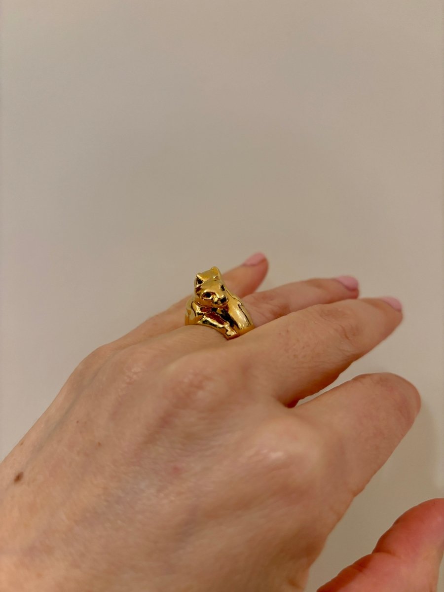 Cartier Panthère Double Head Emerald Yellow Gold Ring - Castafiore