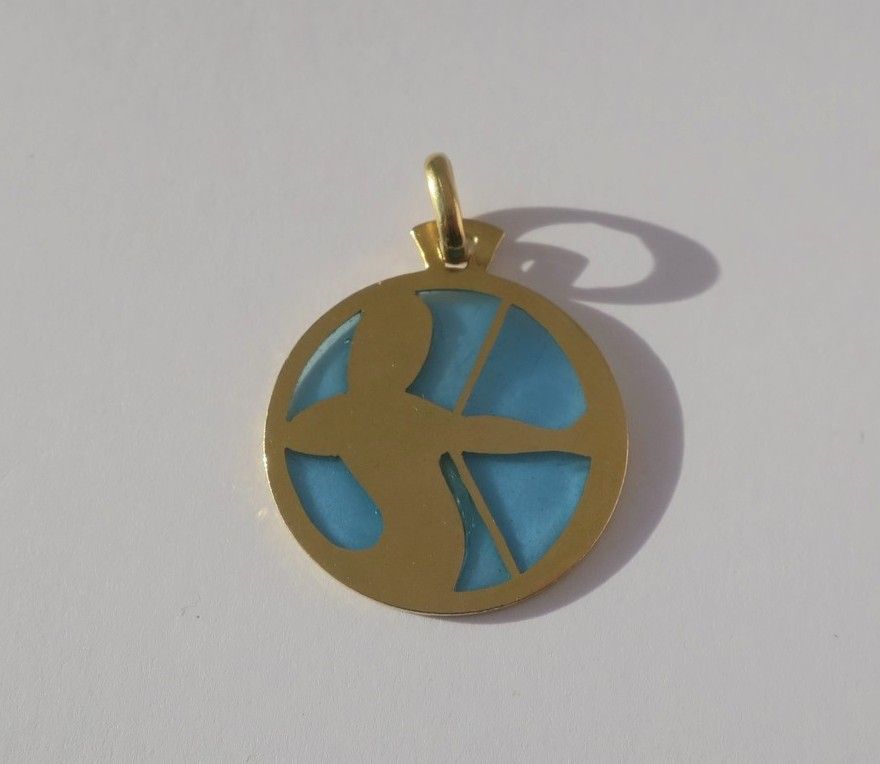 CARTIER - Pendentif Sagittaire Email plique à jour Or - Castafiore