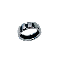 Bague Bandeau CHAUMET "Class One" en or blanc, diamants et caoutchouc
