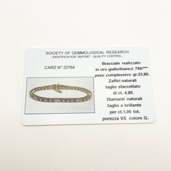 Bracelet Ligne en or blanc, or jaune, saphirs et diamants