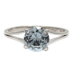Bague Solitaire en or blanc et aigue-marine